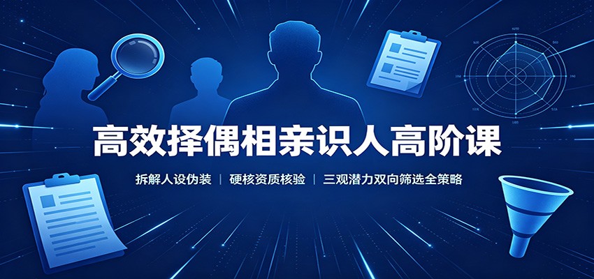 高效择偶相亲识人高阶课：拆解人设伪装，硬核资质核验，三观潜力双向筛选全策略-网创之家