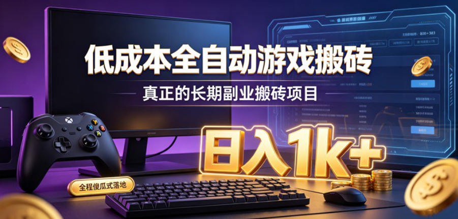 低成本全自动游戏搬砖,真正的长期副业搬砖项目,日入1k+,全程傻瓜式落地【揭秘】-网创之家