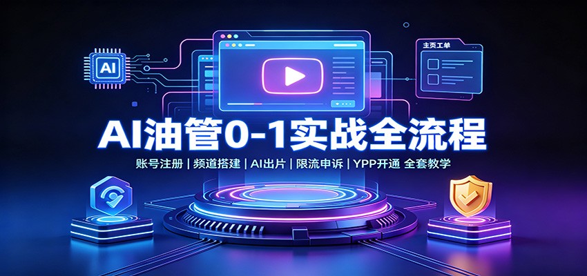AI油管0-1实战:账号注册频道搭建,AI出片,限流申诉,YPP开通全套教学-网创之家
