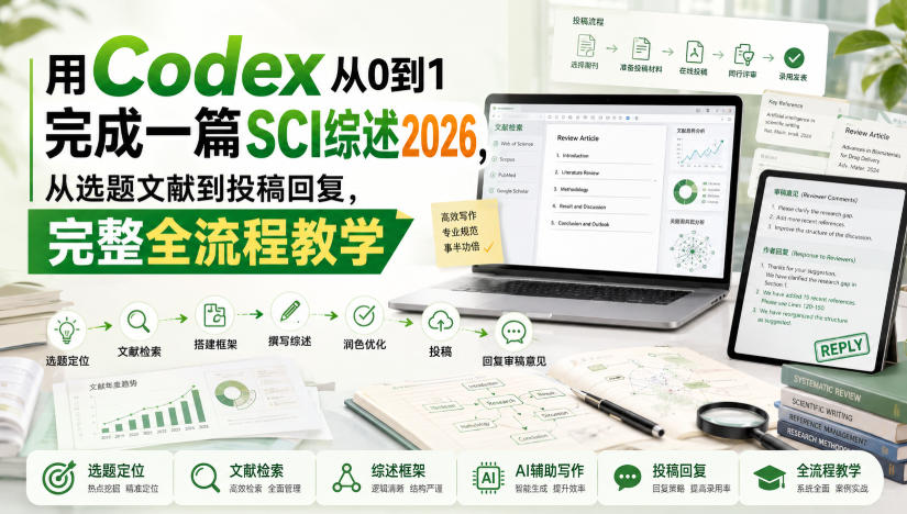 用Codex从0到1完成一篇SCI综述2026,从选题文献到投稿回复,完整全流程教学-网创之家