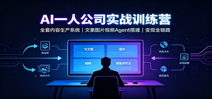 AI创作一人公司实战训练营:全套内容生产系统,文案图片视频Agent搭建变现全链路-网创之家