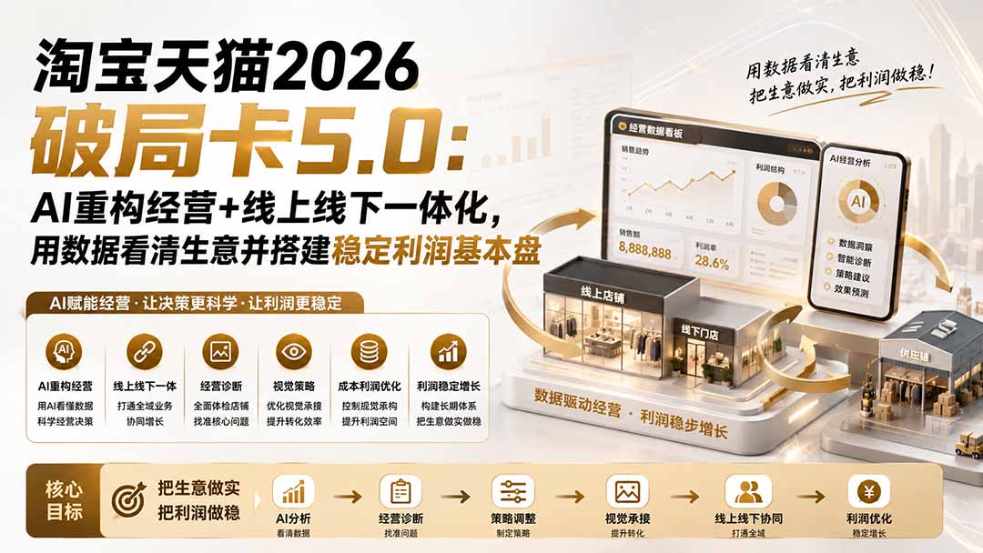 淘宝天猫2026破局卡5.0:AI重构经营+线上线下一体化,用数据看清生意并搭建稳定利润基本盘-网创之家