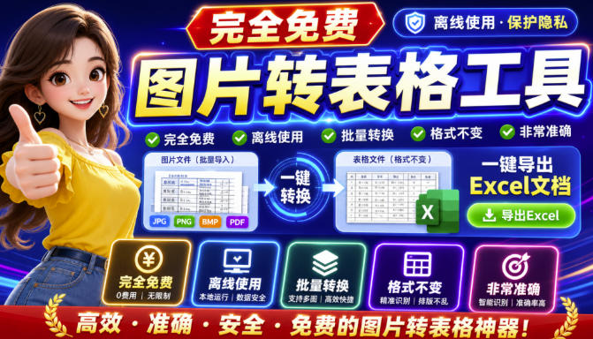 图片表格识别提取工具,支持一键从图片中智能提取表格并导出Excel文件,可离线免网运行,FastTableOCR-网创之家