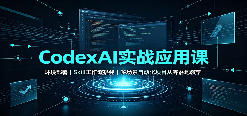 CodexAI实战应用课:环境部署Skill工作流搭建,多场景自动化项目从零落地教学-网创之家