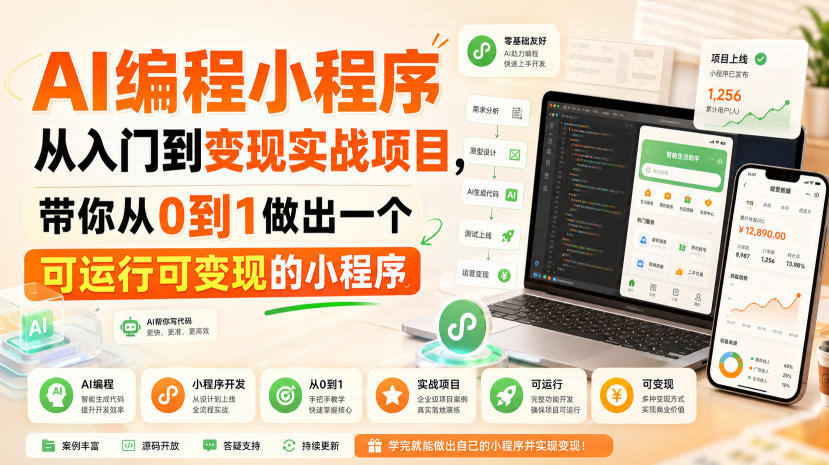 AI编程小程序从入门到变现实战项目,带你从0到1做出一个可运行可变现的小程序-网创之家