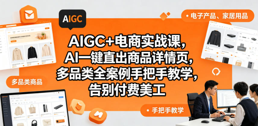 AIGC+电商实战课,AI一键直出商品详情页,多品类全案例手把手教学,告别付费美工(更新0820)-网创之家