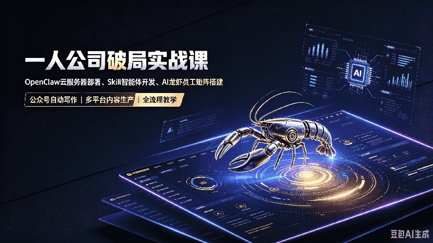 一人公司破局实战课|OpenClaw云服务器部署、Skill智能体开发、AI龙虾员工矩阵搭建,公众号自动写作与多平台内容...-网创之家