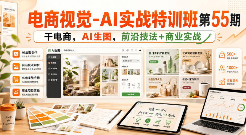 电商视觉-AI实战特训班第55期,干电商,AI生图,前沿技法+商业实战-网创之家