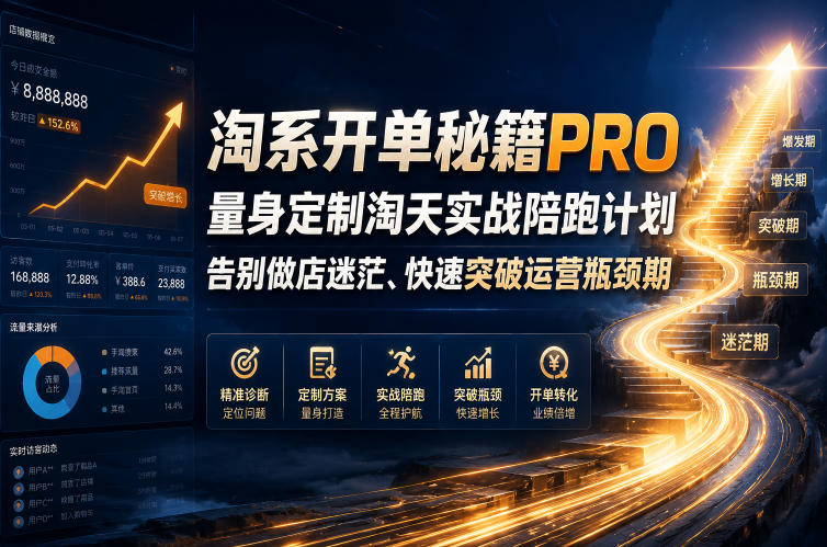 淘系开单秘籍PRO，量身定制淘天实战陪跑计划，告别做店迷茫、快速突破运营瓶颈期(更新260823)-网创之家