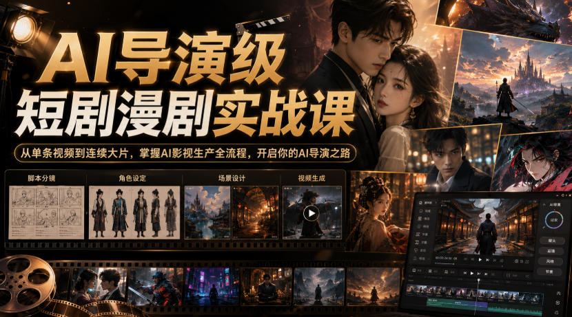 AI导演级短剧漫剧实战课,从单条视频到连续大片,掌握AI影视生产全流程,开启你的AI导演之路!-网创之家