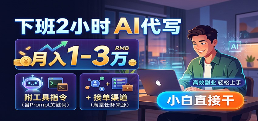 下班2小时AI代写，月入1-3万，附工具指令+接单渠道，小白直接干-网创之家