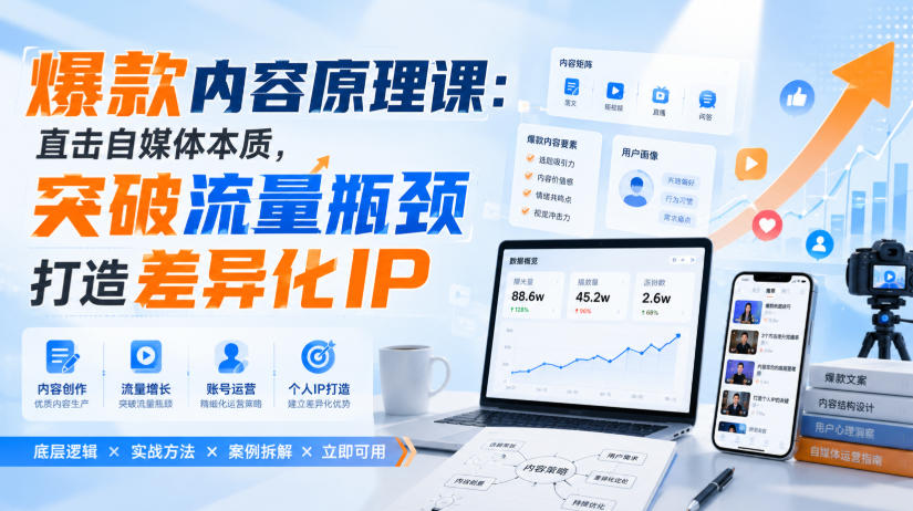 爆款内容原理课:直击自媒体本质,突破流量瓶颈打造差异化IP-网创之家