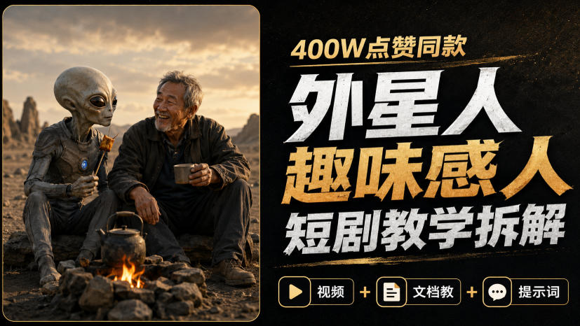 400W点赞同款外星人趣味感人短剧教学拆解，视频+文档教+提示词-网创之家