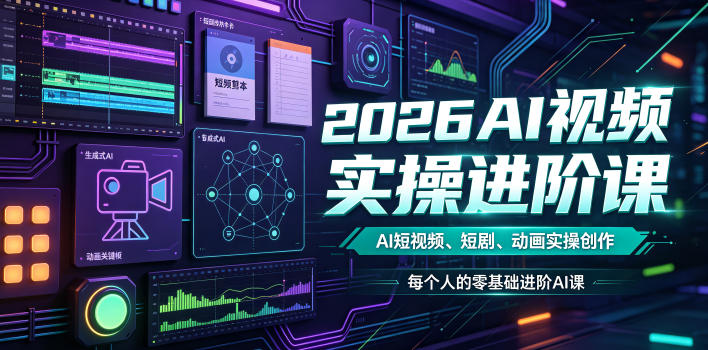 2026AI视频实操进阶课,AI短视频、短剧、动画实操创作,每个人的零基础进阶ai课(更新0825)-网创之家