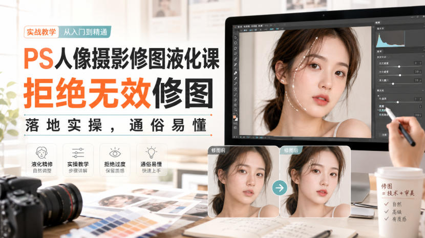 PS人像摄影修图液化课,拒绝无效修图,落地实操,通俗易懂-网创之家