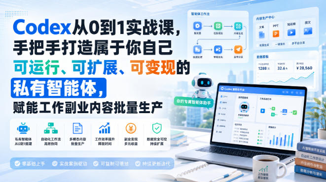 Codex从0到1实战课，手把手打造属于你自己可运行、可扩展、可变现的私有智能体，赋能工作副业内容批量生产-网创之家