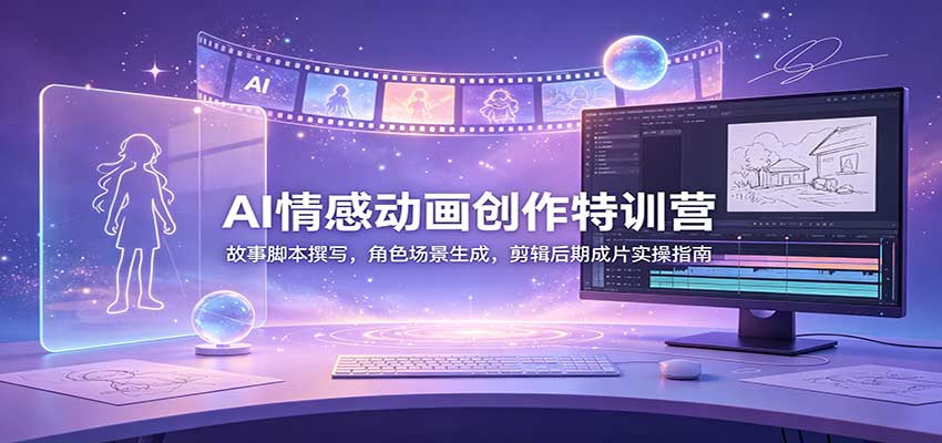 AI情感动画创作特训营：故事脚本撰写，角色场景生成，剪辑后期成片实操指南-网创之家