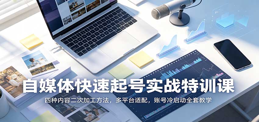 自媒体快速起号实战特训课：四种内容二次加工方法，多平台适配，账号冷启动全套教学-网创之家