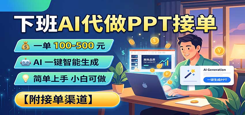 下班AI代做PPT接单,一单100-500,AI一键生成,小白也能做,附接单渠道-网创之家