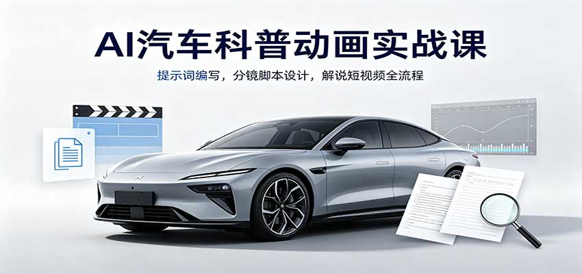 AI汽车科普动画实战课:提示词编写,分镜脚本设计,解说短视频全流程-网创之家