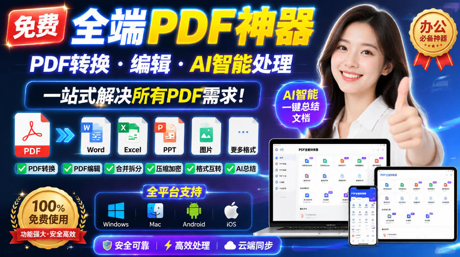 免费全端PDF神器,PDF转换·编辑·AI智能处理,一站式解决所有PDF需求!-网创之家