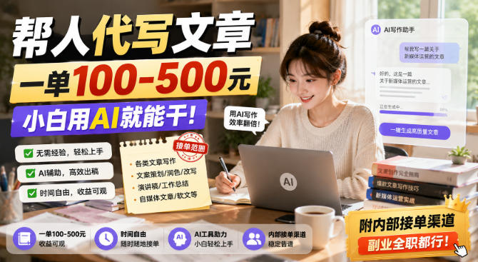 帮人代写文章,一单100-500,小白用AI就能干,附内部接单渠道,副业全职都行【揭秘】-网创之家
