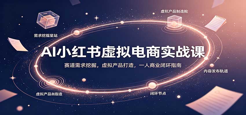 AI小红书虚拟电商实战课:赛道需求挖掘,虚拟产品打造,一人商业闭环指南-网创之家