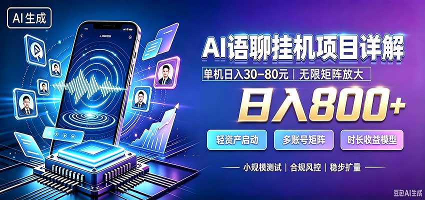 AI语聊挂机,日入800+,适用个人副业,工作室矩阵操作-网创之家