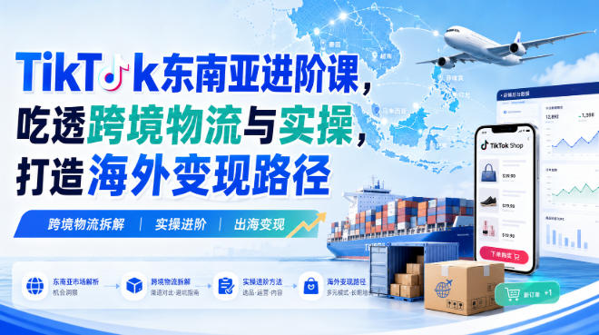 TikTok东南亚进阶课,吃透跨境物流与实操,打造海外变现路径-网创之家