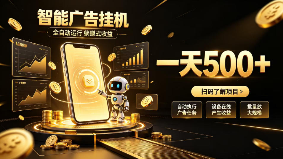 智能广告挂G项目，无需人工值守，全自动躺賺增收，单日收益可达500+【揭秘】-网创之家
