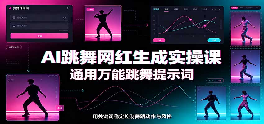 AI跳舞网红生成实操课:通用万能跳舞提示词,多模型适配,人物舞蹈视频制作全套教学-网创之家