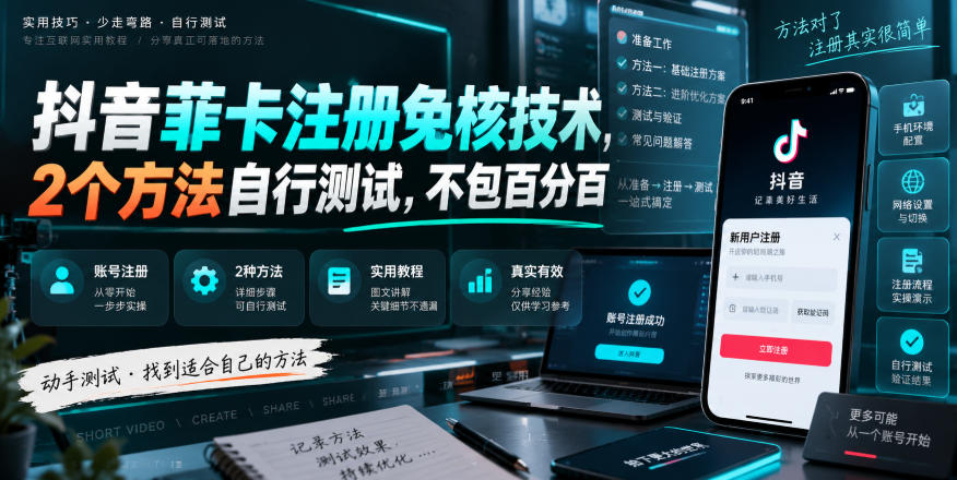 抖音菲卡注册免核技术,2个方法自行测试,不包百分百-网创之家
