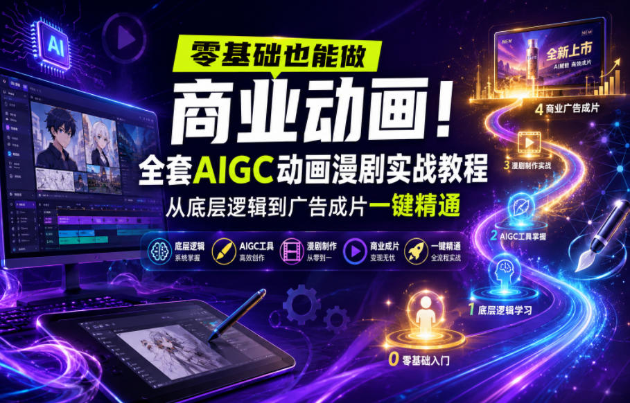 零基础也能做商业动画!全套AIGC动画漫剧实战教程,从底层逻辑到广告成片一键精通(更新0905)-网创之家