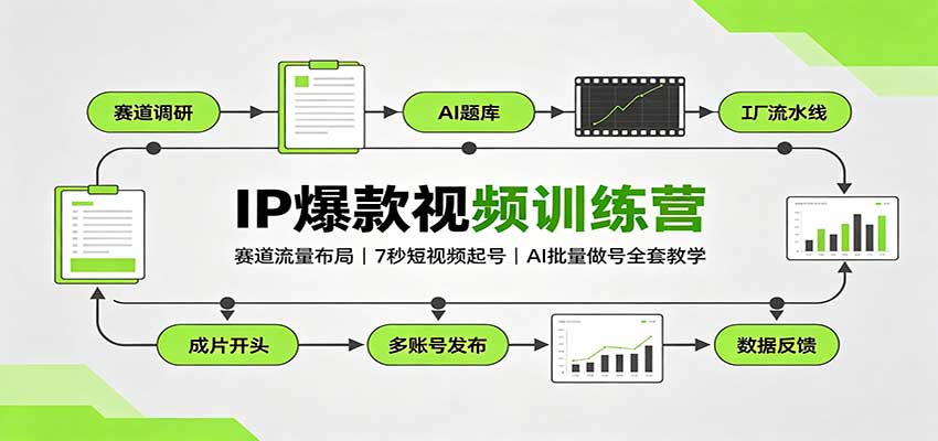 IP爆款视频训练营:赛道流量布局,7秒短视频起号,AI批量做号全套教学-网创之家
