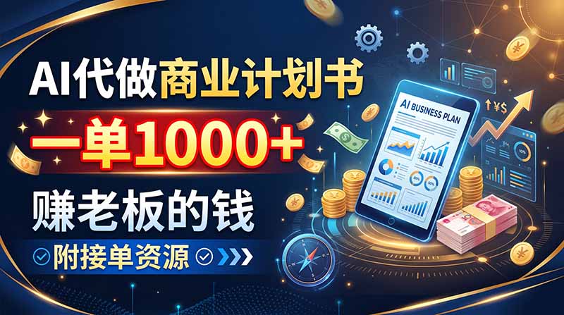 AI代做商业计划书,一单1000+,赚老板的钱,附接单资源-网创之家