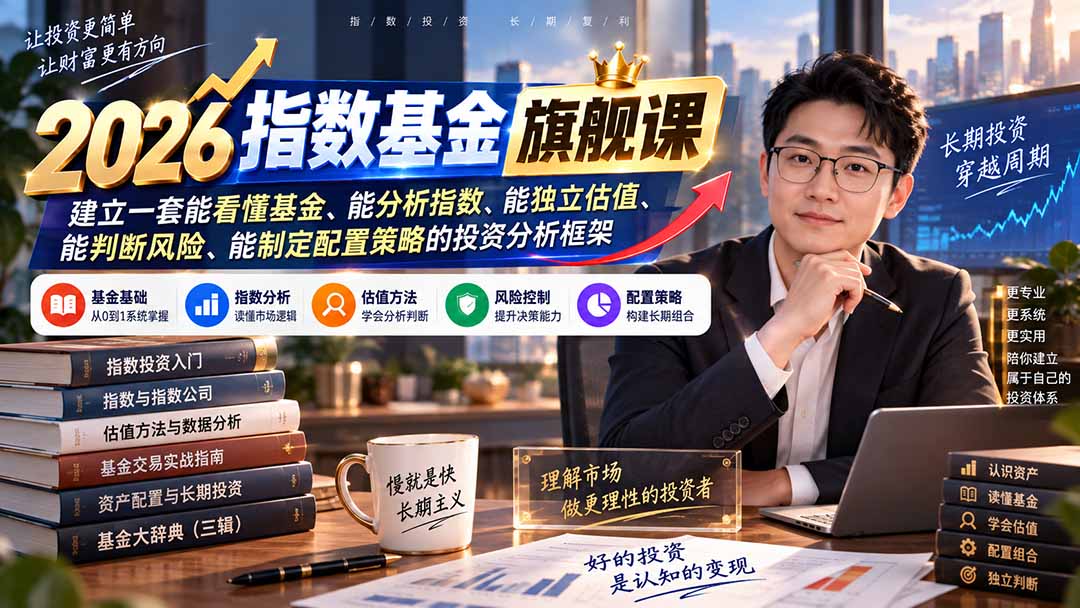 2026指数基金旗舰课|建立一套能看懂基金、能分析指数、能独立估值、能判断风险、能制定配置策略的投资分析框架-网创之家