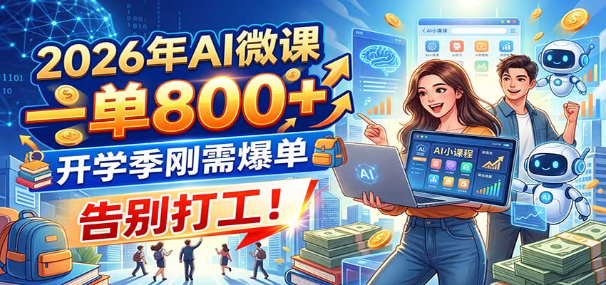 2026年AI微课,一单800+,开学季刚需爆单,告别打工!-网创之家