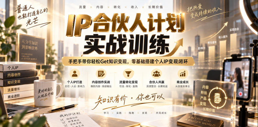 IP合伙人计划实战训练,手把手带你轻松Get知识变现,零基础搭建个人IP变现闭环(更新260908)-网创之家