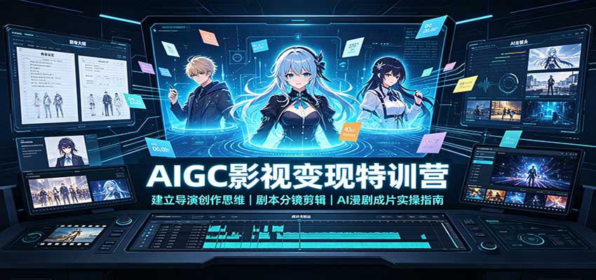 AIGC影视变现特训营:建立导演创作思维,剧本分镜剪辑,AI漫剧成片实操指南-网创之家