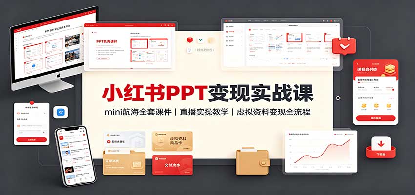 小红书PPT变现实战课：mini航海全套课件+直播实操教学，虚拟资料变现全流程-网创之家