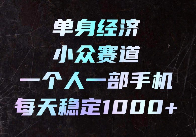 单身经济小众赛道，一个人一部手机，每天稳定1000+，长期可持续的赛道【揭秘】-网创之家