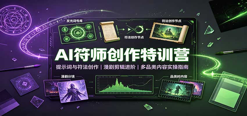 AI符师创作特训营:提示词与符法创作,漫剧剪辑进阶,多品类内容实操指南-网创之家