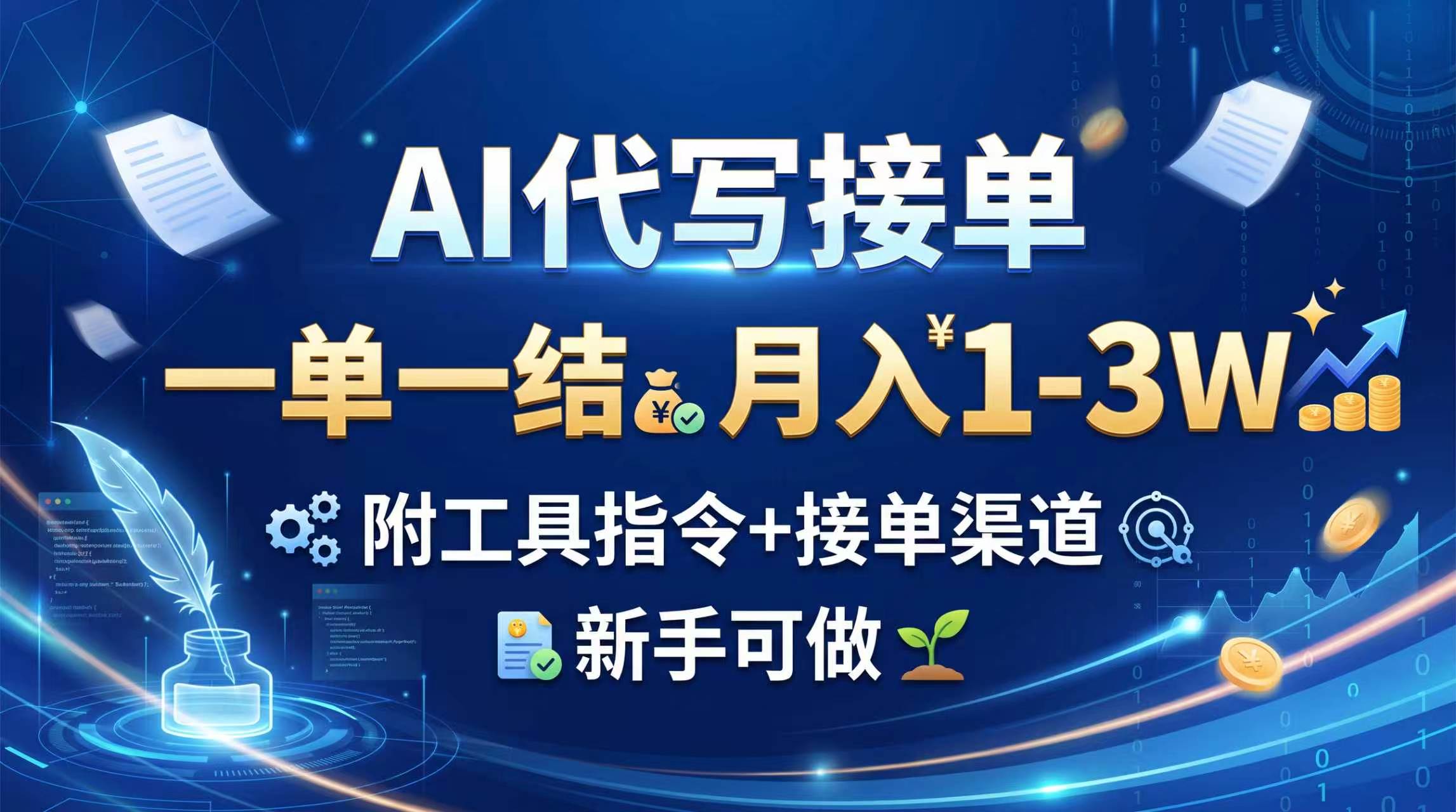 AI代写接单，一单一结，月入1-3W，附工具指令+接单渠道，新手可做-网创之家