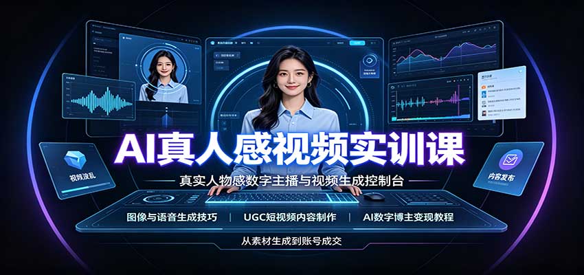 AI真人感视频实训课:图像语音生成,UGC内容制作,AI数字博主变现教程-网创之家