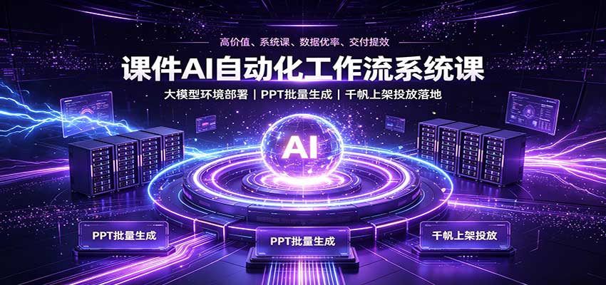 课件AI自动化工作流系统课：大模型环境部署，PPT批量生成，千帆上架投放落地-网创之家