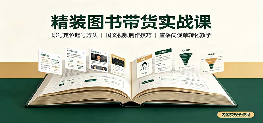 精装图书带货实战课：账号定位起号方法，图文视频制作，促单转化教学-网创之家