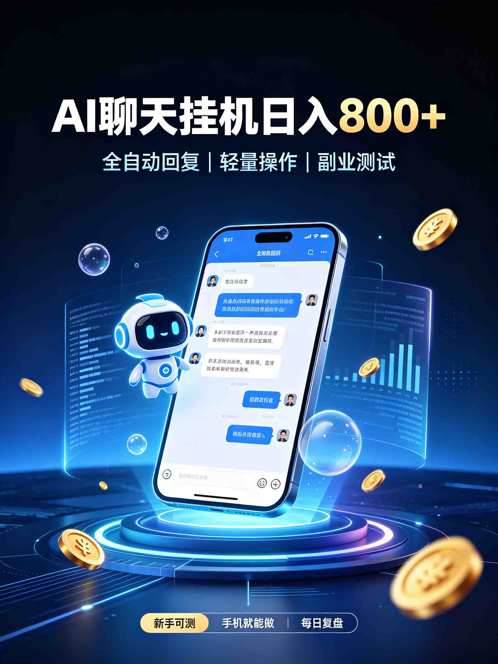 AI聊天挂机，日入800+，适用个人副业，工作室矩阵操作-网创之家