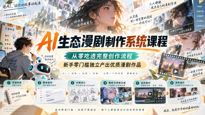 AI生态漫剧制作系统课程,从零吃透完整创作流程,新手零门槛独立产出优质漫剧作品-网创之家