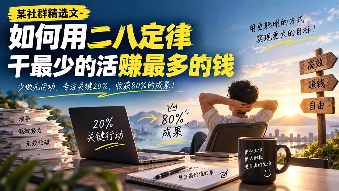 某社群精选文-如何用二八定律干最少的活赚最多的钱-网创之家