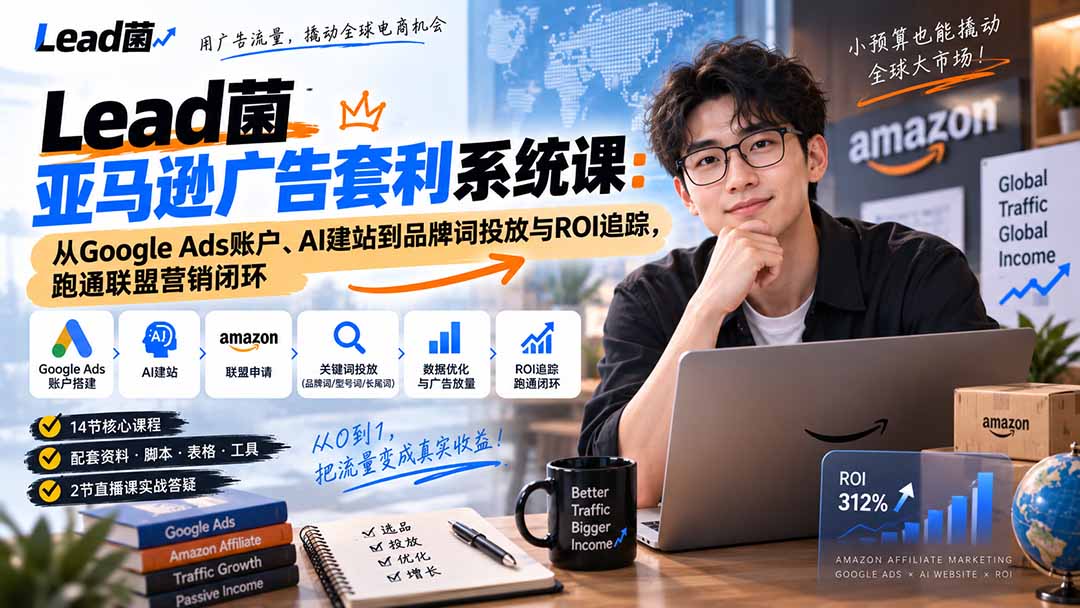 Lead菌亚马逊广告套利系统课:从Google Ads账户、AI建站到品牌词投放与ROI追踪,跑通联盟营销闭环-网创之家